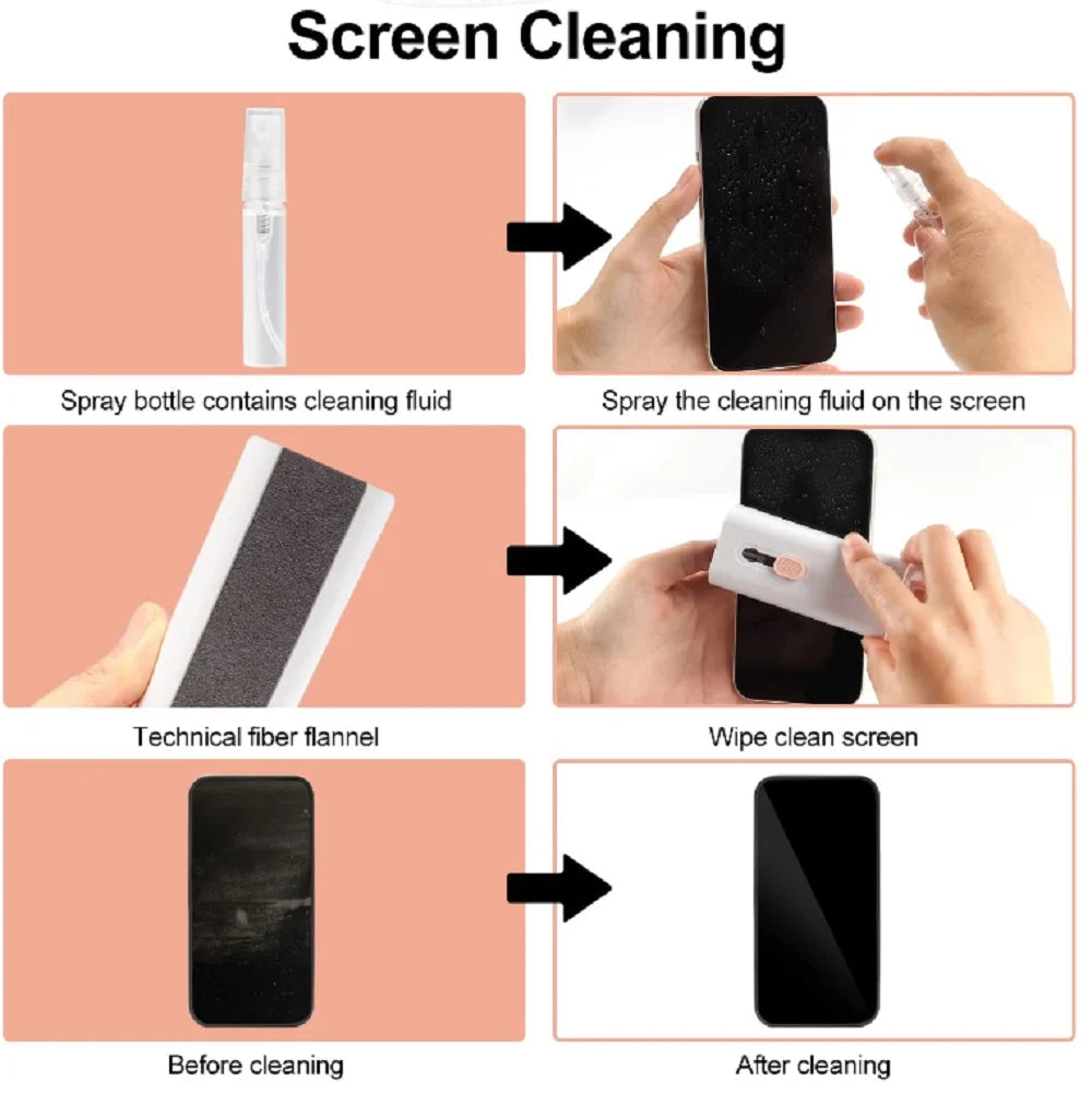 7-In-1 Multi-Device Cleaning Kit – Versatile Dust Brush for Keyboards, Screens & Earphones for Computers, Tablets & Bluetooth Devices