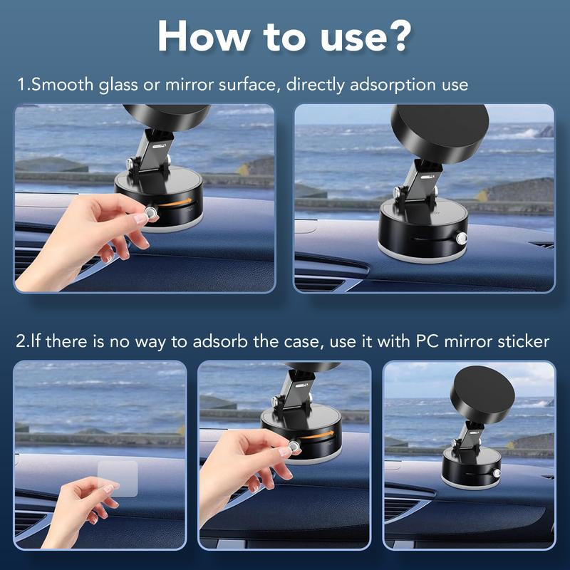 Magnetic Stand Vacuum Phone Holder with Rotation,Foldable Design,Strong Magnet,Suitable for Smooth Surfaces Such as Room,Car,Glass,Kitchen,Gym,Etc