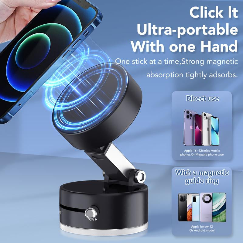 Magnetic Stand Vacuum Phone Holder with Rotation,Foldable Design,Strong Magnet,Suitable for Smooth Surfaces Such as Room,Car,Glass,Kitchen,Gym,Etc