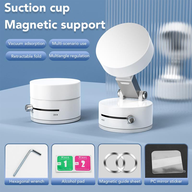 Magnetic Stand Vacuum Phone Holder with Rotation,Foldable Design,Strong Magnet,Suitable for Smooth Surfaces Such as Room,Car,Glass,Kitchen,Gym,Etc