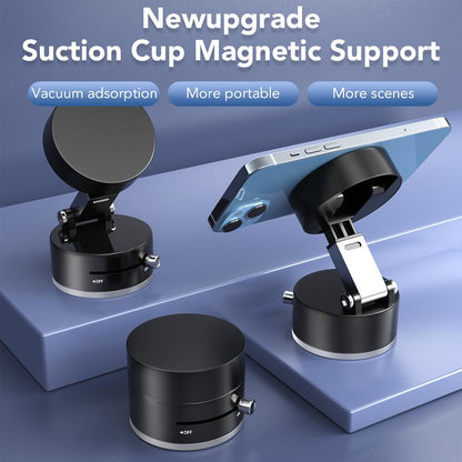 Magnetic Stand Vacuum Phone Holder with Rotation,Foldable Design,Strong Magnet,Suitable for Smooth Surfaces Such as Room,Car,Glass,Kitchen,Gym,Etc