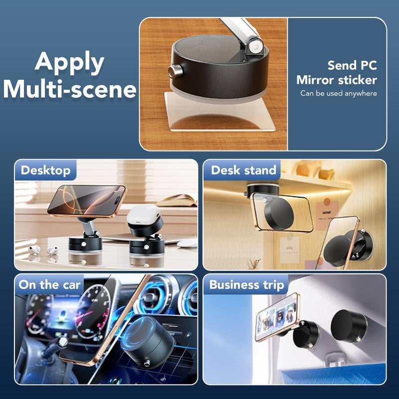 Magnetic Stand Vacuum Phone Holder with Rotation,Foldable Design,Strong Magnet,Suitable for Smooth Surfaces Such as Room,Car,Glass,Kitchen,Gym,Etc